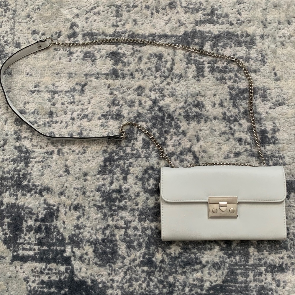 Grey and Silver Crossbody Leather Bag